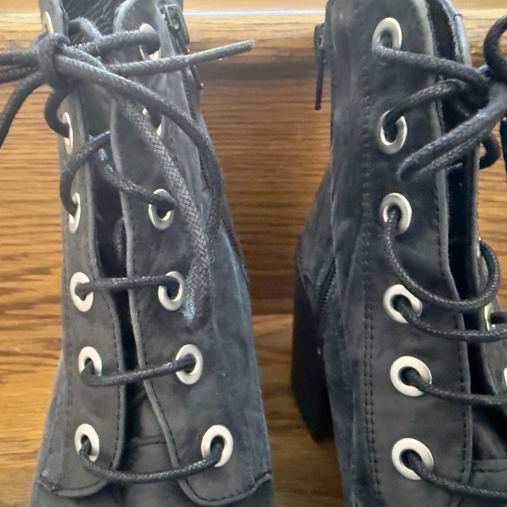 Topshop Platform Biker Boot in Black Leather 39 NWOT - Picture 4 of 9